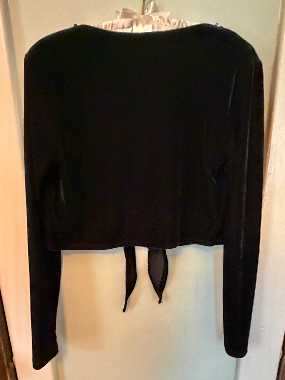 🌹 ninety brand Black Velvet Tie-Front Womens jacket & Top with Sequin Trim #0098 - Picture 7 of 16
